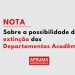 Nota da Diretoria: Sobre a possibilidade de extinção dos Departamentos Acadêmicos